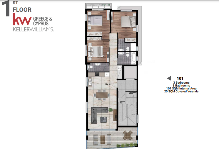 3 bedrooms Apartment in Larnaca, Larnaka, Cyprus No. 63415