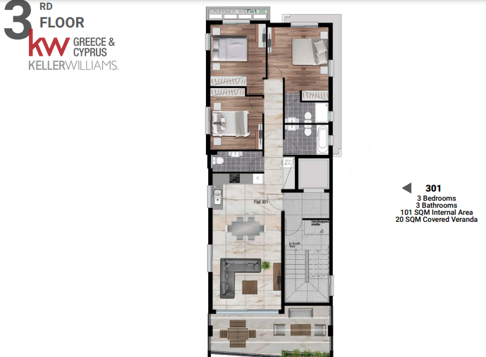 3 chambres Appartement à Larnaca, Larnaka, Chypre No. 63416