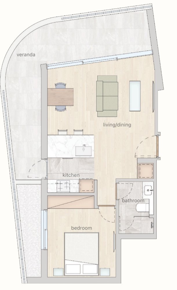 Квартира с 1 спальней в Лимассол, Лимасол, Кипр № 65003