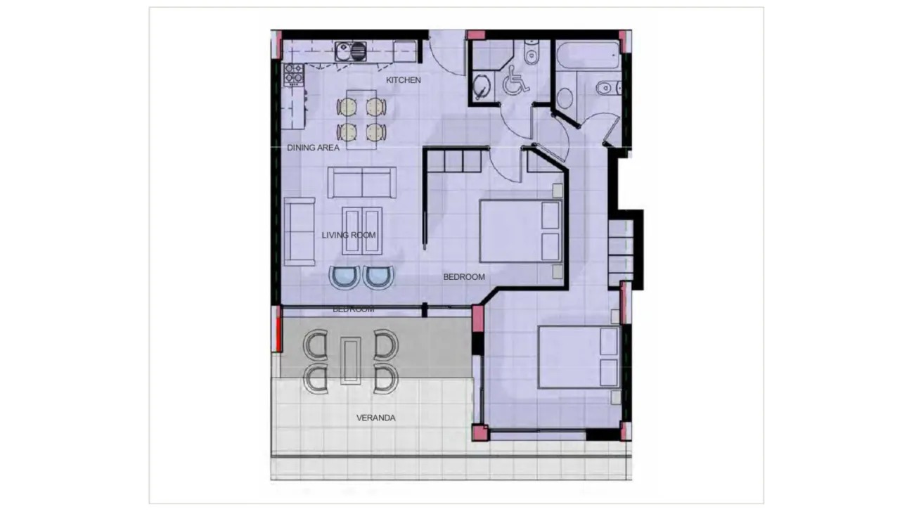 Квартира с 2 спальнями в Пафос, Кипр № 63610