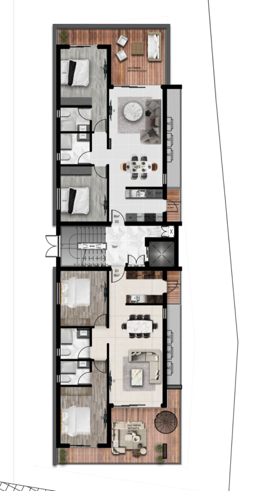 Квартира с 2 спальнями в Арадипу, Ларнака, Кипр № 61477