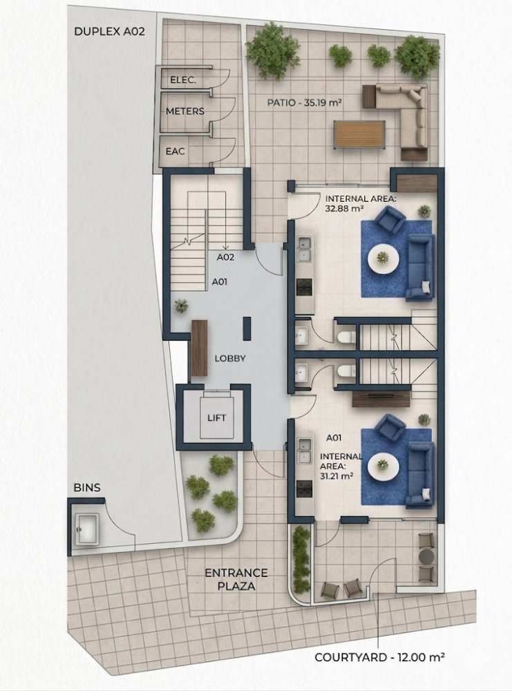 1 dormitorio Dúplex en Larnaca, Larnaka, Chipre No. 62582