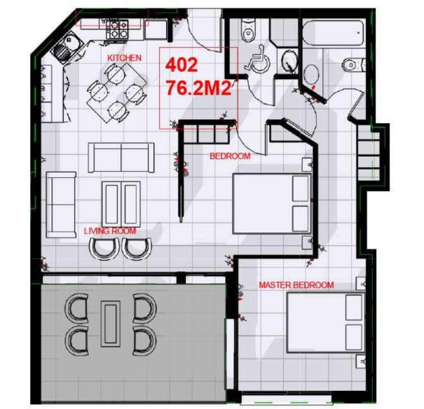Квартира с 2 спальнями в Пафос, Кипр № 63612