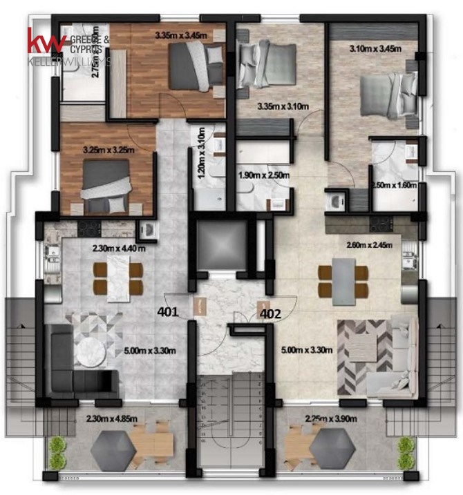 Квартира с 2 спальнями в Ларнака, Кипр № 59842