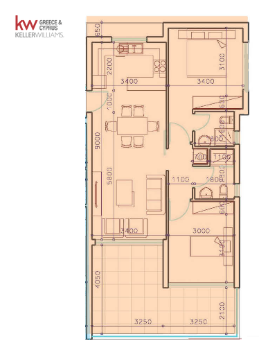 Квартира с 2 спальнями в Ларнака, Кипр № 59451