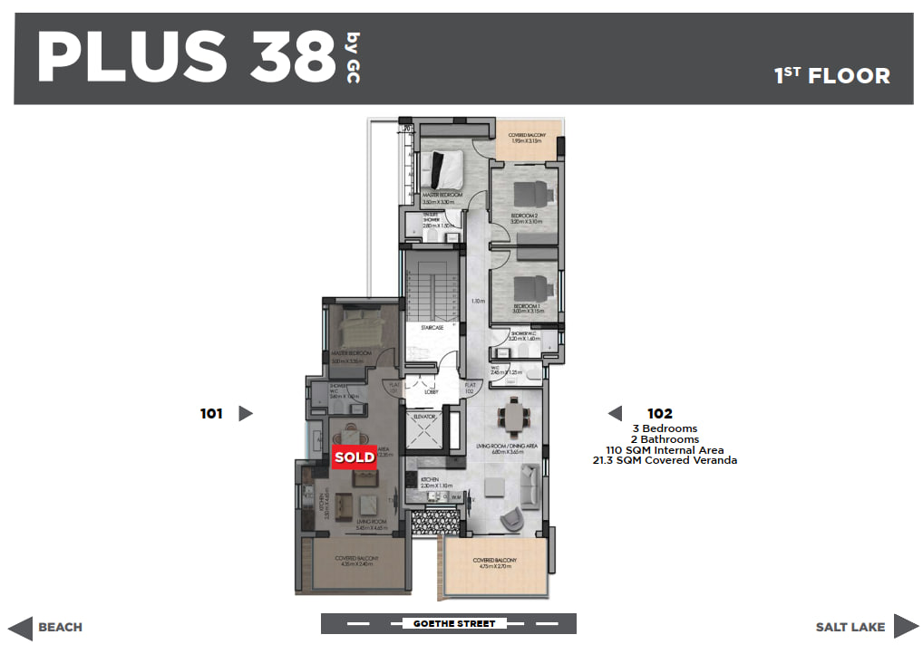 3 bedrooms Apartment in Larnaca, Larnaka, Cyprus No. 64347