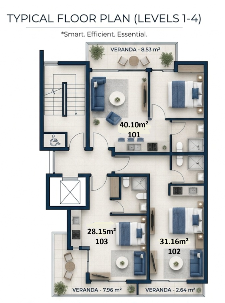 28.5m2 Apartment in Larnaca, Larnaka, Cyprus No. 62583