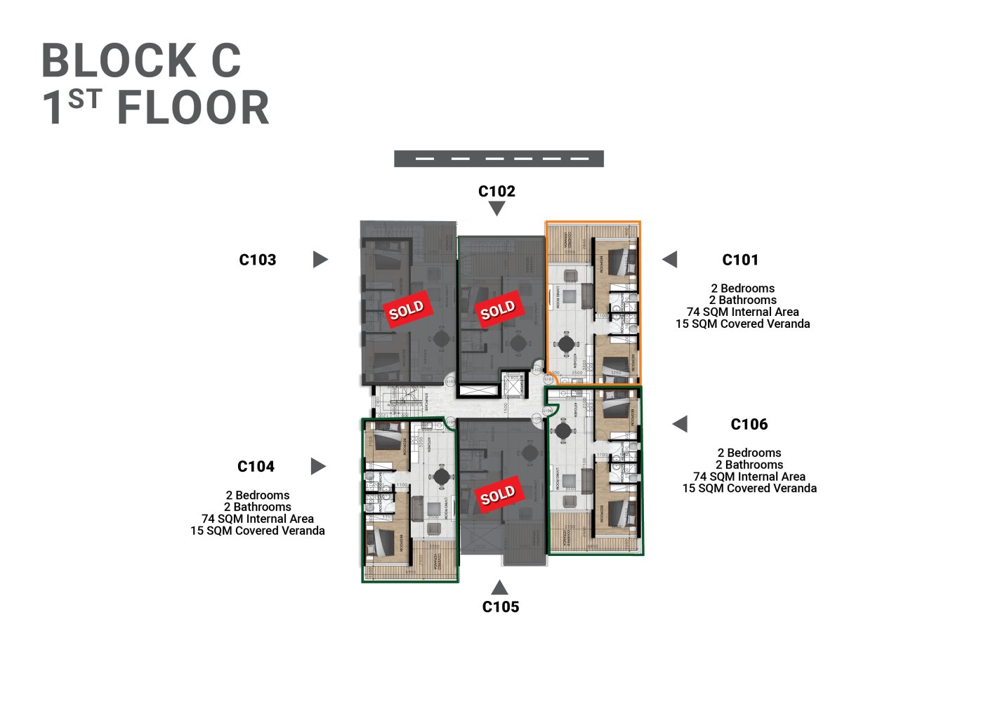 2 dormitorios Apartamento en Larnaca, Larnaka, Chipre No. 65272