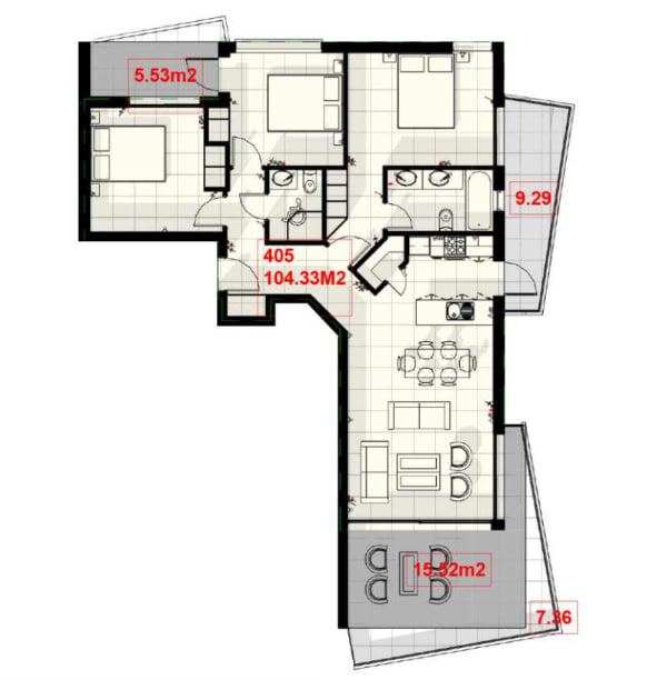 Квартира с 3 спальнями в Пафос, Кипр № 63611