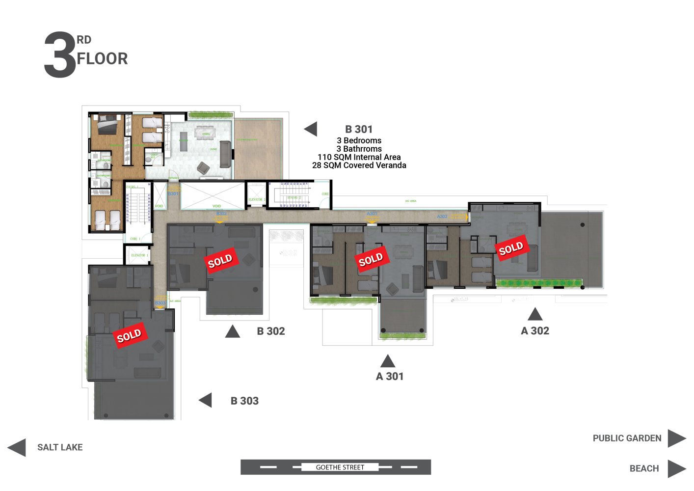 3 dormitorios Apartamento en Larnaca, Larnaka, Chipre No. 65259
