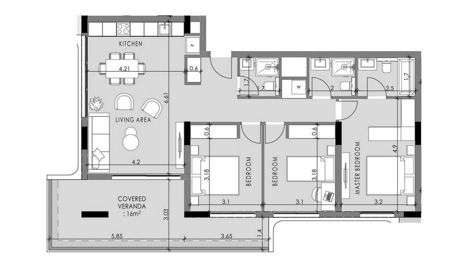 3 dormitorios Apartamento en QUARTER FIVE Germasogeia, Limassol, Chipre No. 57865
