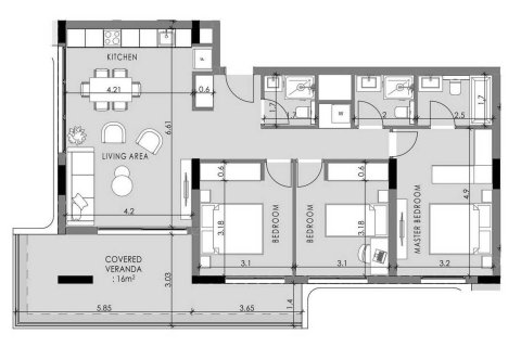Apartamento plano de planta «Black D 3B», 3 dormitorios en el QUARTER FIVE