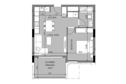 Apartamento plano de planta «Black D 1B», 1 dormitorio en el QUARTER FIVE