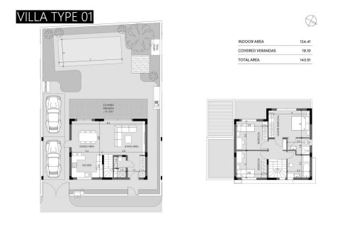 Планировка Виллы «VILLA TYPE 01» с 3 спальнями в ЖК VENTI VILLAS