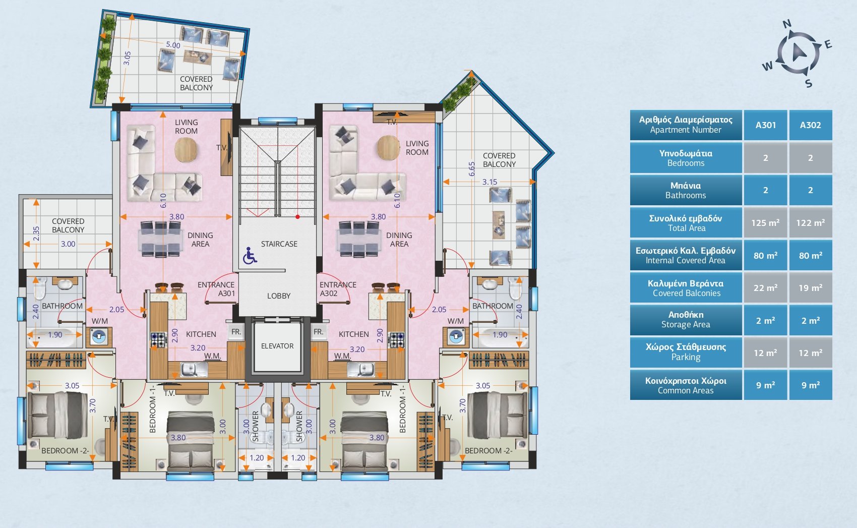 2 bedrooms Apartment in Larnaca, Larnaka, Cyprus No. 23360