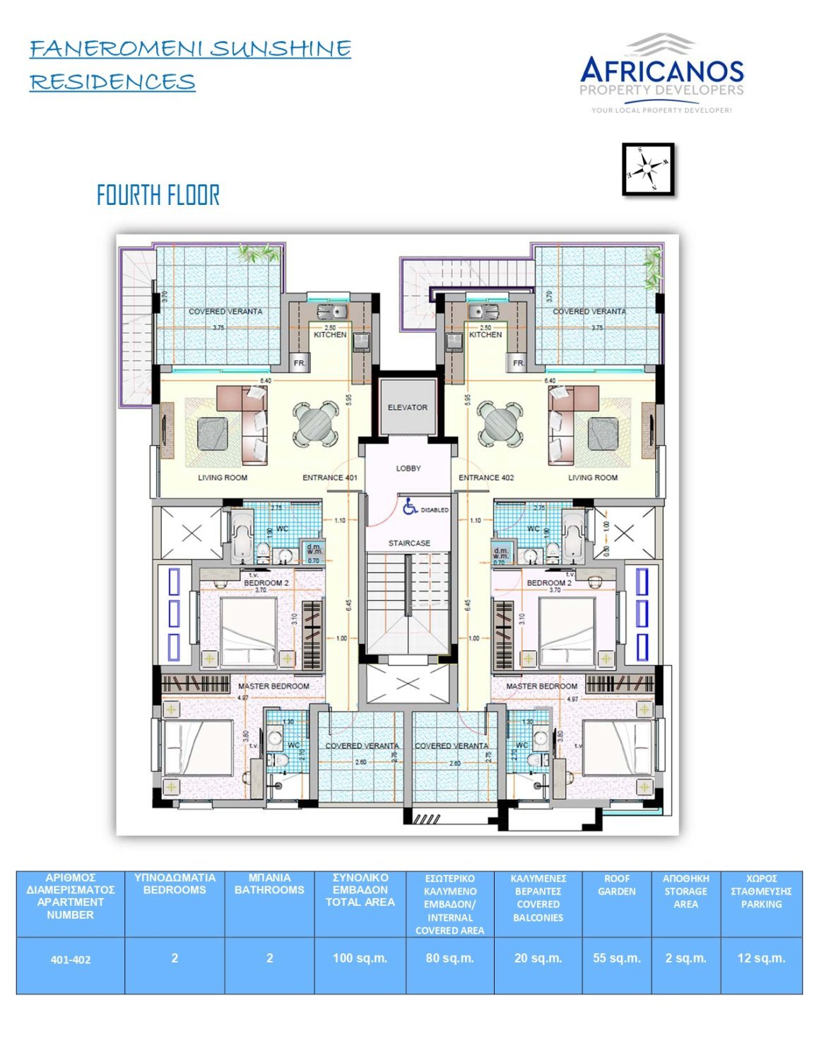 2 dormitorios Apartamento en Larnaca, Larnaka, Chipre No. 23348