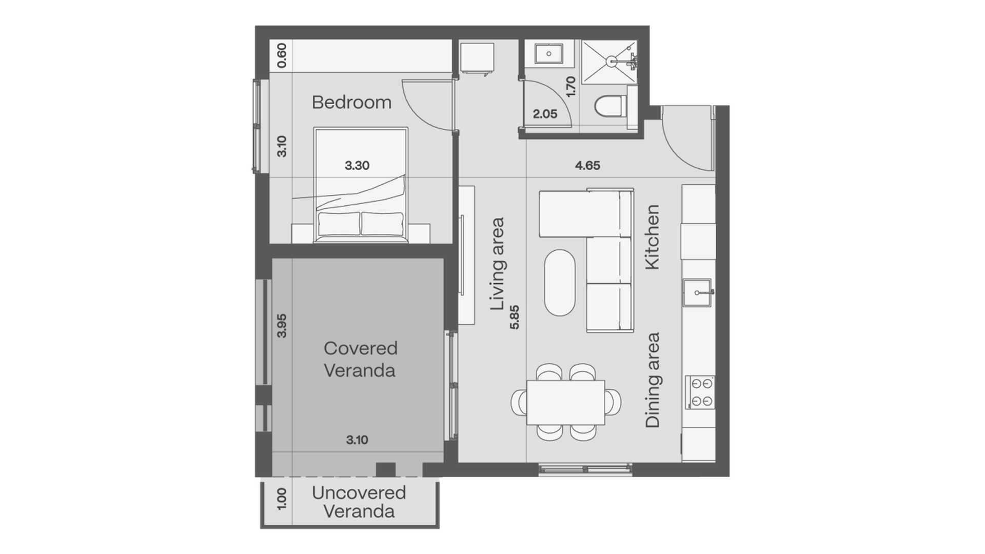1 dormitorio Apartamento en CIVIS ONE Limassol, Chipre No. 57853