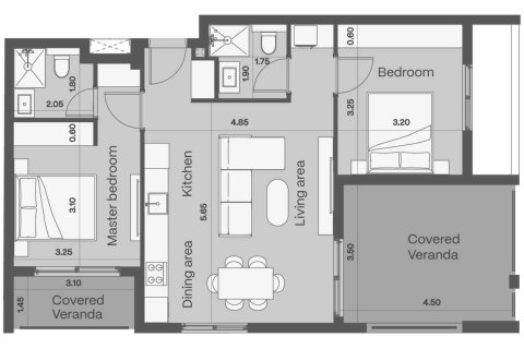 Apartamento plano de planta «Tybe 2b», 2 dormitorios en el CIVIS ONE