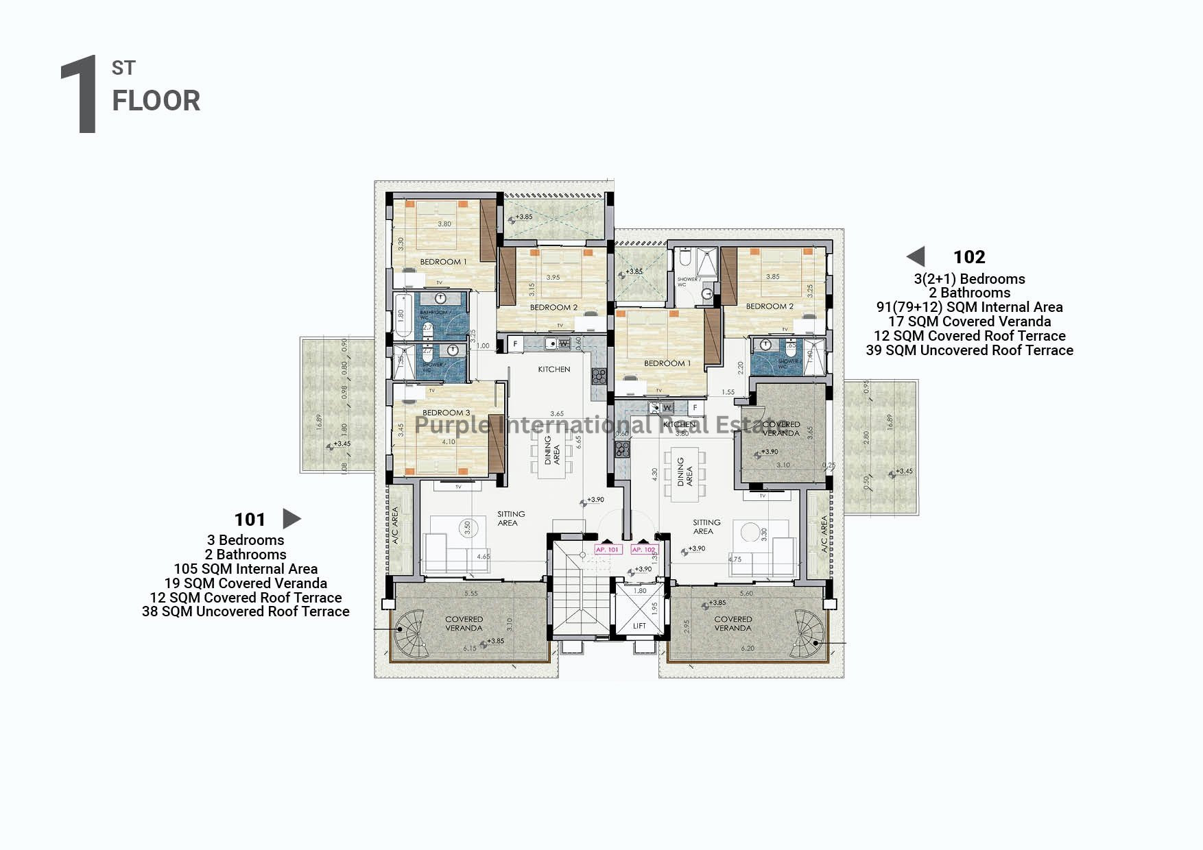 3 dormitorios Apartamento en Larnaca, Larnaka, Chipre No. 35099