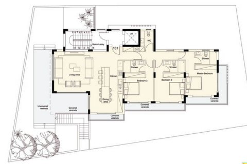Apartamento plano de planta «3BR-2», 3 dormitorios en el Horizon View