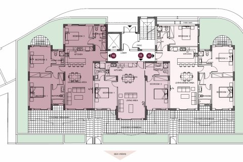 Планировка Квартиры «3BR-2» с 3 спальнями в ЖК Pearl Park Residences