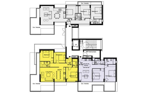 Apartamento plano de planta «3BR-3», 3 dormitorios en el Galaxy Residences