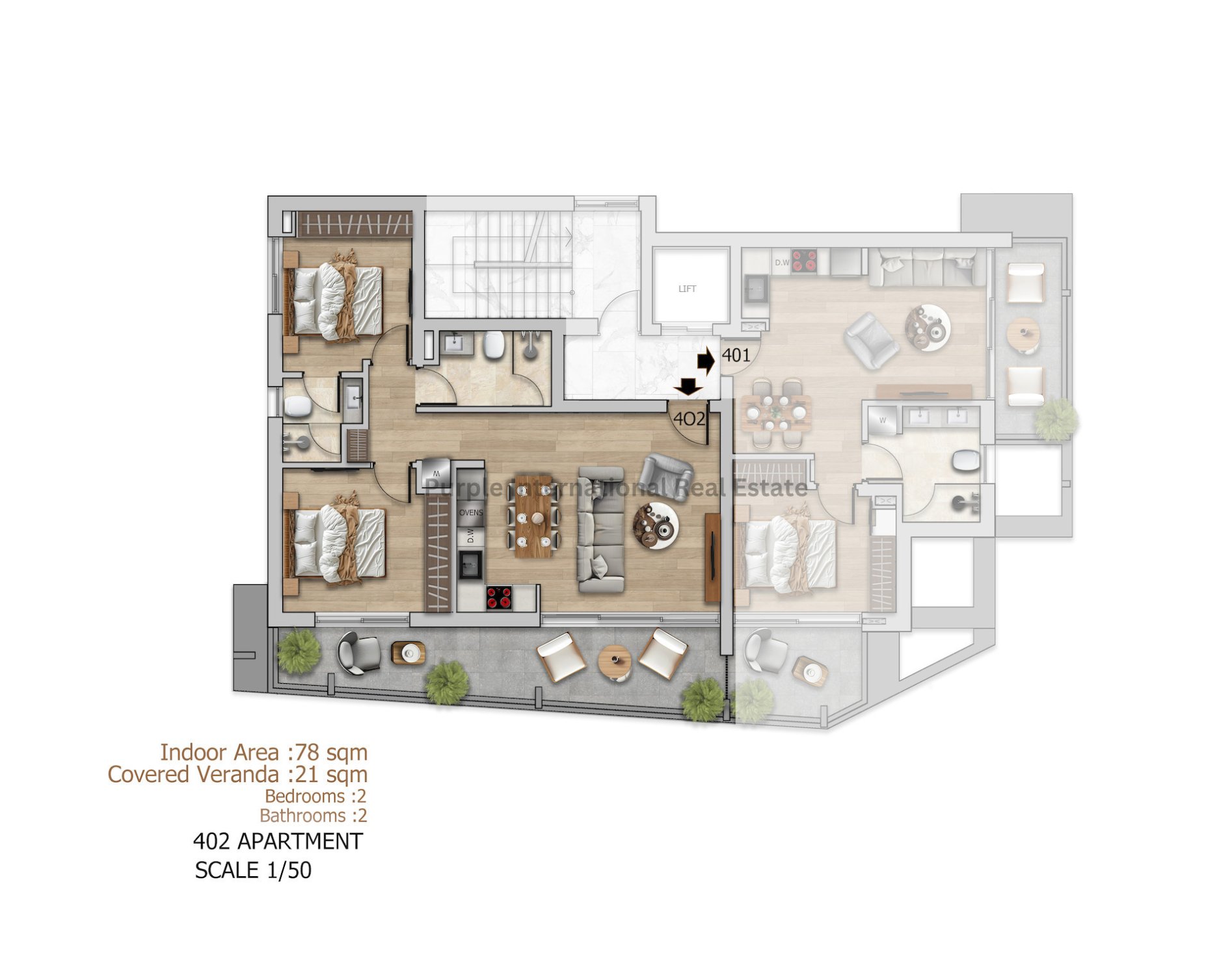 2 dormitorios Apartamento en Larnaca, Larnaka, Chipre No. 53044