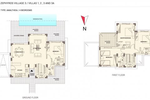 Villa floor plan «4BR-8», 4 bedrooms in Zephyros Village 3