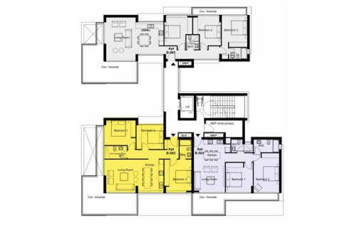 Apartamento plano de planta «3BR-4», 3 dormitorios en el Galaxy Residences