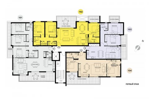 Apartment floor plan «3BR-1», 3 bedrooms in Aster Gardens