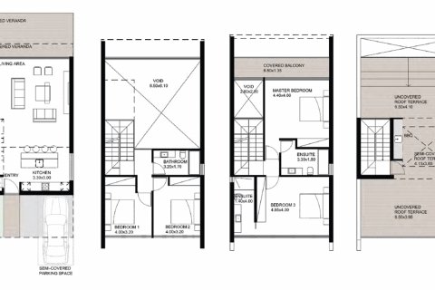 Планировка Виллы «4BR-4» с 4 спальнями в ЖК Paradise Gardens