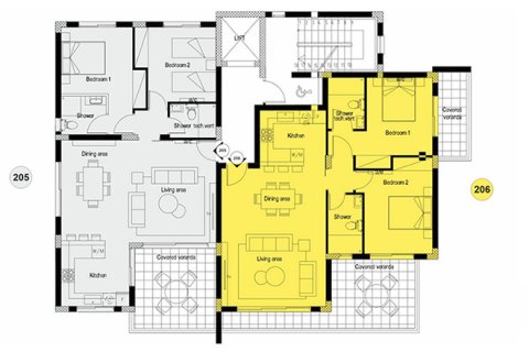 Apartment floor plan «2BR-3», 2 bedrooms in Aster Gardens