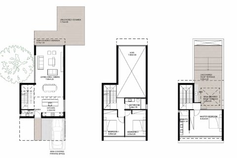 Планировка Виллы «3BR-1» с 3 спальнями в ЖК Paradise Gardens