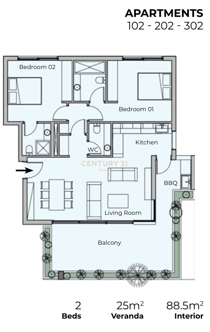 2 chambres Appartement à Germasogeia, Limassol, Chypre No. 55821